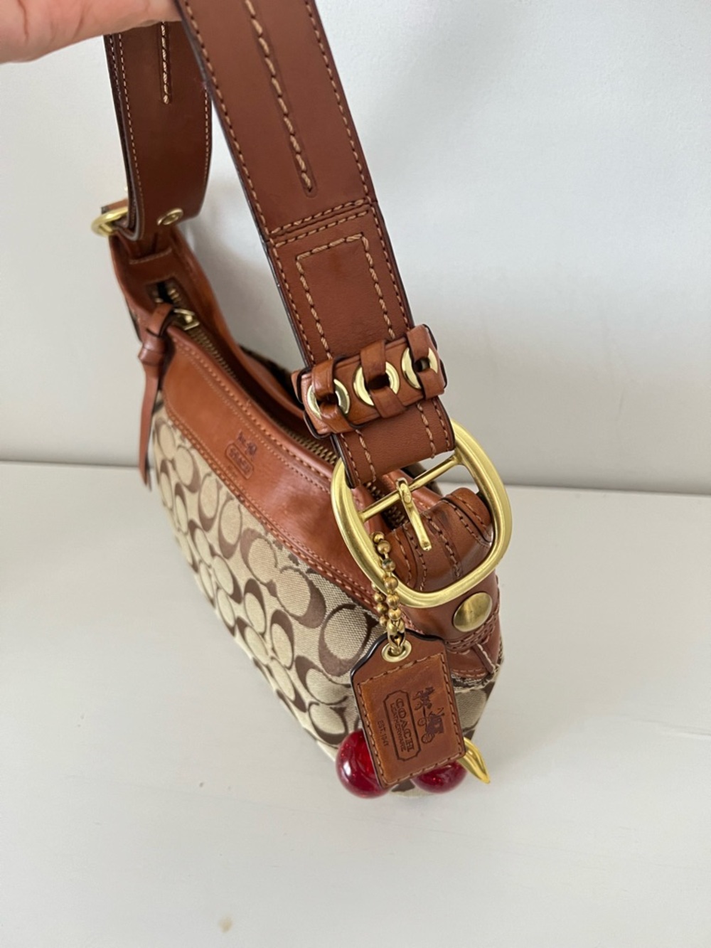 COACH Signature Canvas Shoulder Bag in Brown - Picture 13 of 15